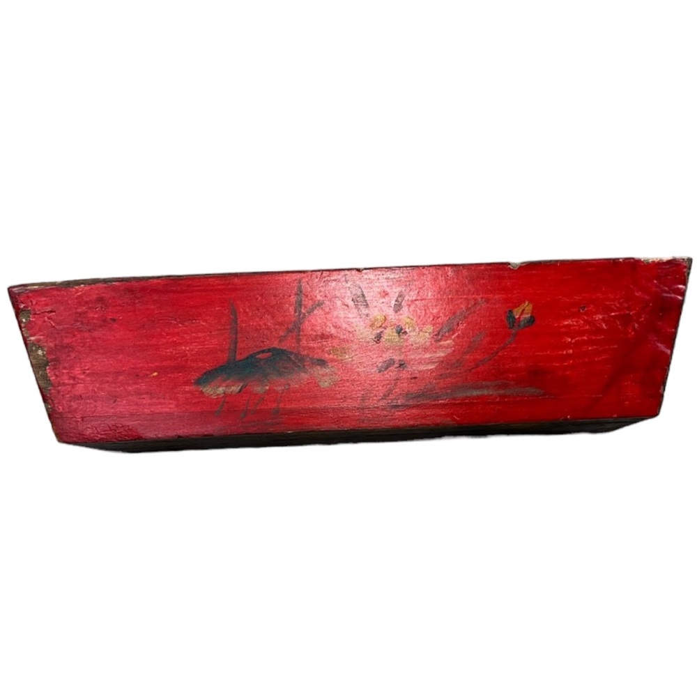 NWT Decorative Box Chinese Jewelry Box Decorative Red Floral Elongated Box - Picture 2 of 16